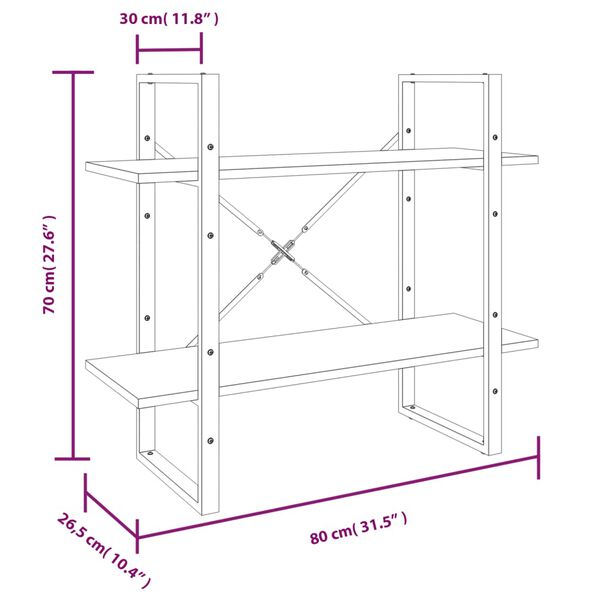 vidaXL Βιβλιοθήκη με 5 Ράφια Γκρι Sonoma 80x30x175 εκ. Επεξεργ. Ξύλο