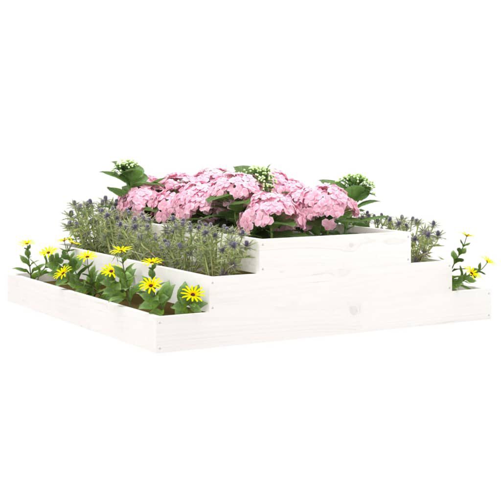 vidaXL Ζαρντινιέρα Λευκή 110 x 110 x 27 εκ. από Μασίφ Ξύλο Πεύκου