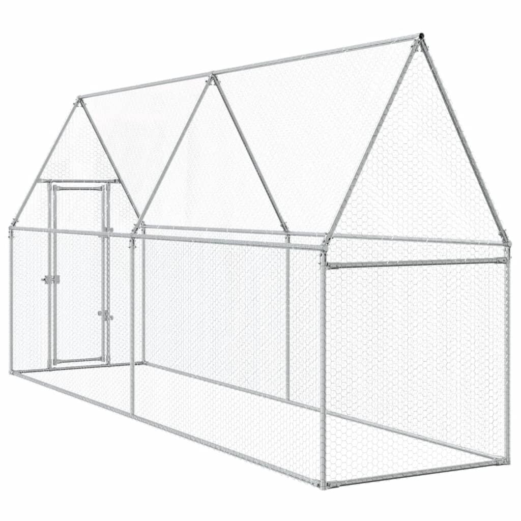 vidaXL Κοτέτσι - Κλουβί Ασημί 400x100x190 εκ. από Γαλβανισμένο Χάλυβα
