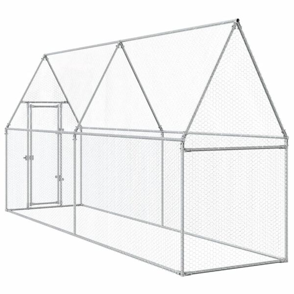 vidaXL Κοτέτσι - Κλουβί Ασημί 400x100x190 εκ. από Γαλβανισμένο Χάλυβα