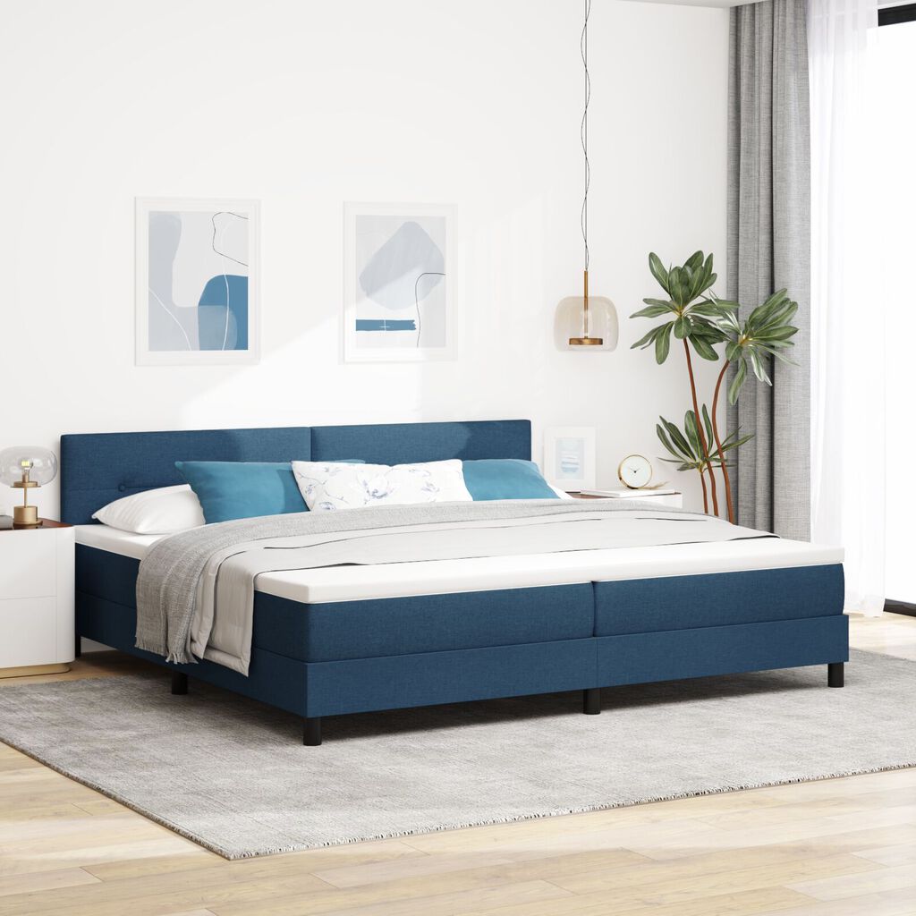 vidaXL Κρεβάτι με Βάση και Στρώμα Μπλε 200x200 εκ Ύφασμα