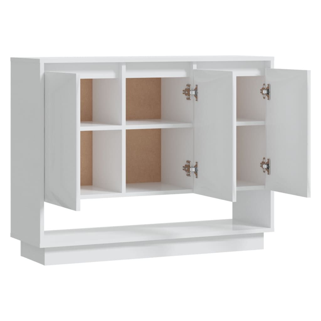 vidaXL Μπουφές Γυαλιστερός Λευκός 97 x 31 x 75 εκ. από Μοριοσανίδα