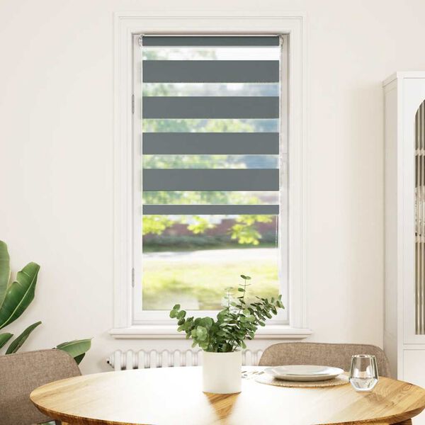vidaXL Ζέβρα τυφλή Σκούρο Γκρι Πλάτος υφάσματος 55,9 εκ. Πολυεστέρας