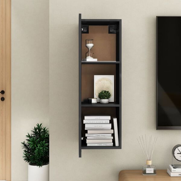 vidaXL Έπιπλο Τηλεόρασης Γυαλιστερό Μαύρο 30,5x30x90εκ. από Επεξ. Ξύλο