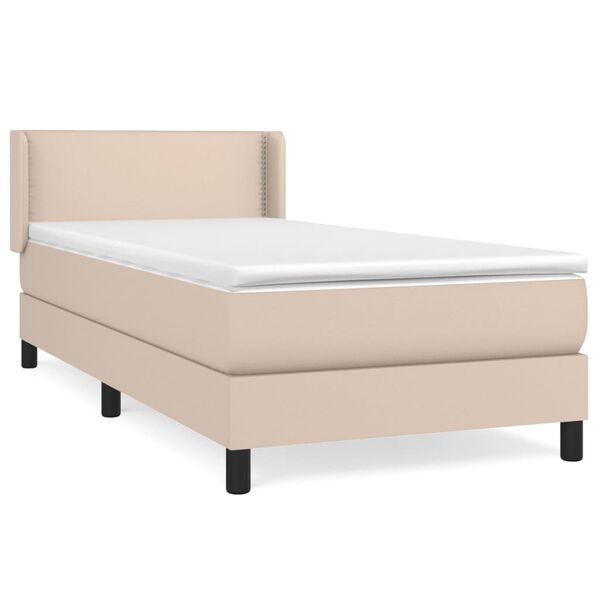 vidaXL Κρεβάτι Boxspring με Στρώμα Καπουτσίνο 90x200εκ.από Συνθ. Δέρμα