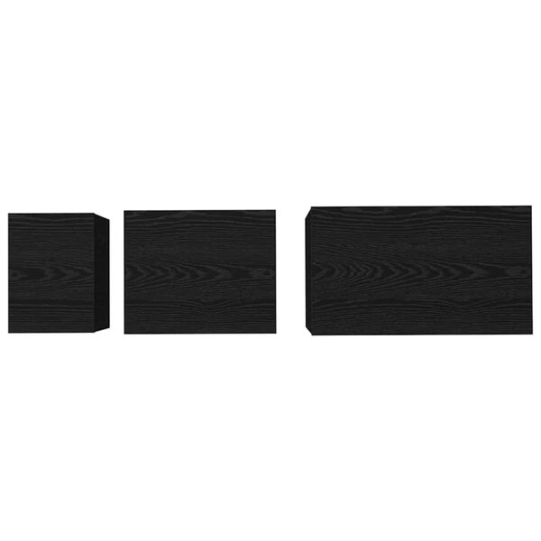 vidaXL Φωτιστικό Τραπεζάκι 3 pcs Μαύρη δρυς 60 x 35 x 56 εκ.