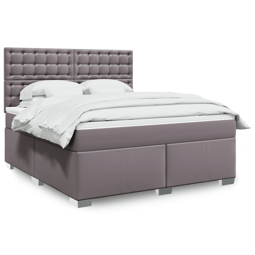 vidaXL Κρεβάτι Boxspring με Στρώμα Γκρι 180x200 εκ. Συνθετικό Δέρμα