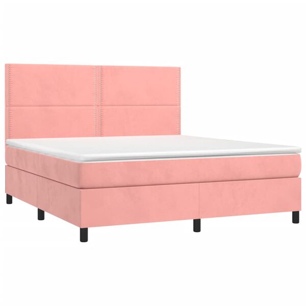 vidaXL Κρεβάτι Boxspring με Στρώμα Ροζ 180x200 εκ. Βελούδινο