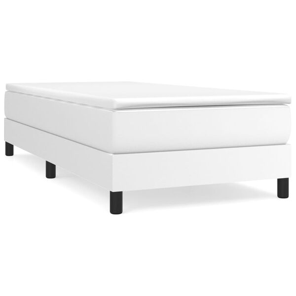vidaXL Κρεβάτι Boxspring με Στρώμα Λευκό 90x190εκ. από Συνθετικό Δέρμα