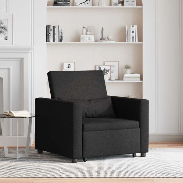 vidaXL Μονός καναπές-κρεβάτι Μαύρο 90 x 165 x 87 εκ. ύφασμα