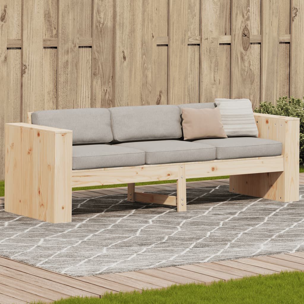 vidaXL Καναπές Κήπου Τριθέσιος 189x60x62 εκ. από Μασίφ Ξύλο Πεύκου