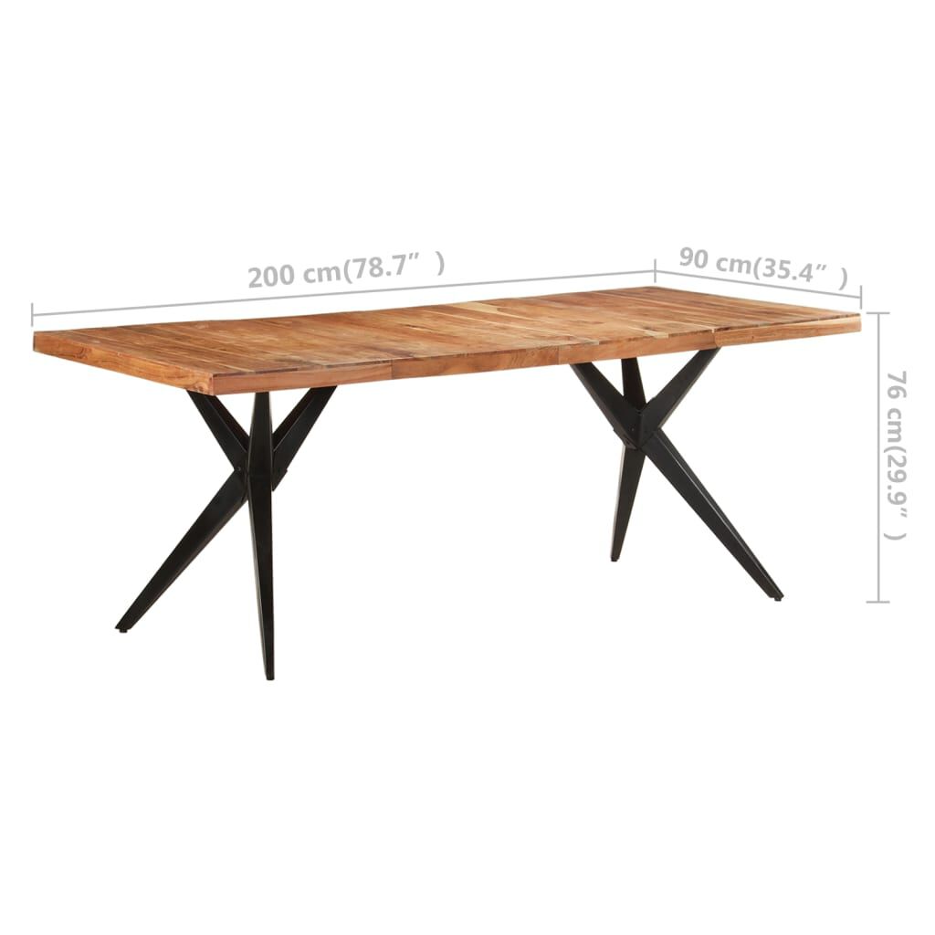 vidaXL Τραπεζαρία 200 x 90 x 76 εκ. από Μασίφ Ξύλο Ακακίας