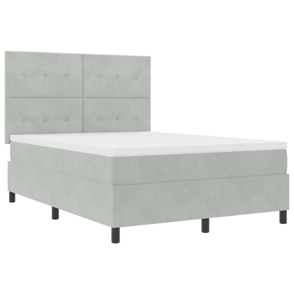 vidaXL Κρεβάτι με Στρώμα Light Grey 160x200 cm Βελούδο