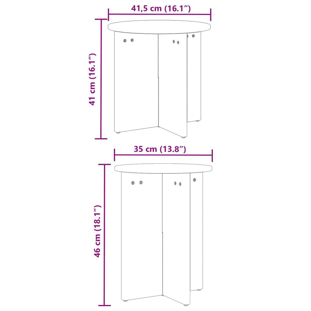 vidaXL Τραπεζάκι σαλονιού 2 pcs Φυσικό 41.5 x 41.5 x 41 εκ.