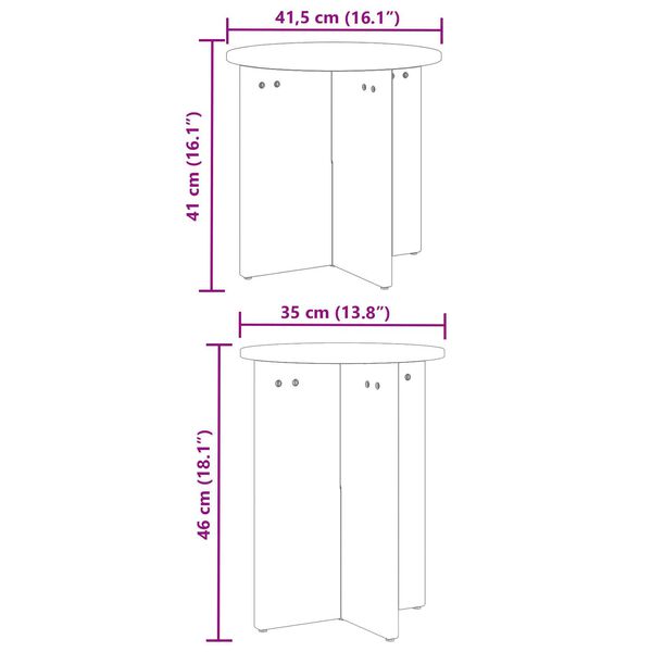 vidaXL Τραπεζάκι σαλονιού 2 pcs Φυσικό 41.5 x 41.5 x 41 εκ.