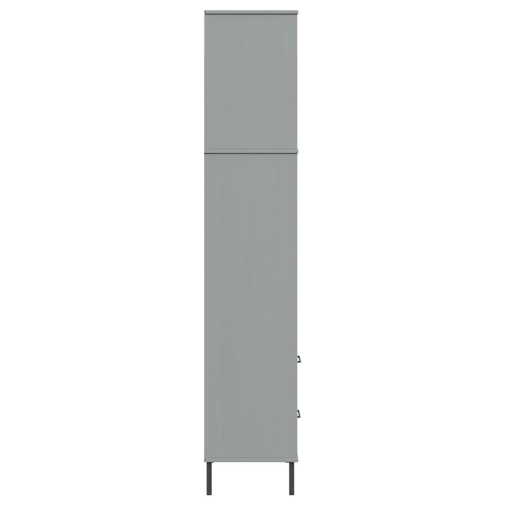 vidaXL Βιβλιοθήκη OSLO με 2 Συρτάρια Γκρι 60x35x180 εκ. Μασίφ Ξύλο