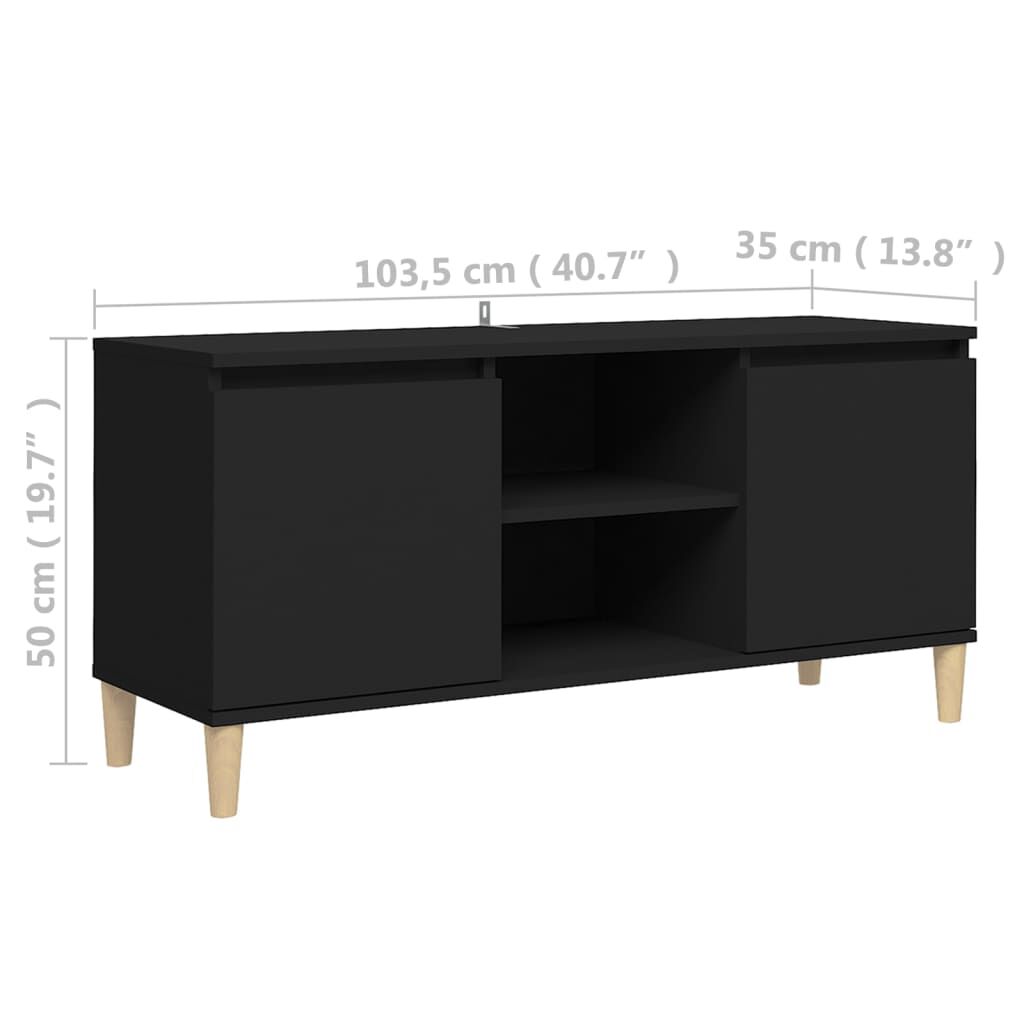 vidaXL Έπιπλο Τηλεόρασης Καφέ Μαύρο 103,5x35x50εκ. Μασίφ Ξύλινα Πόδια