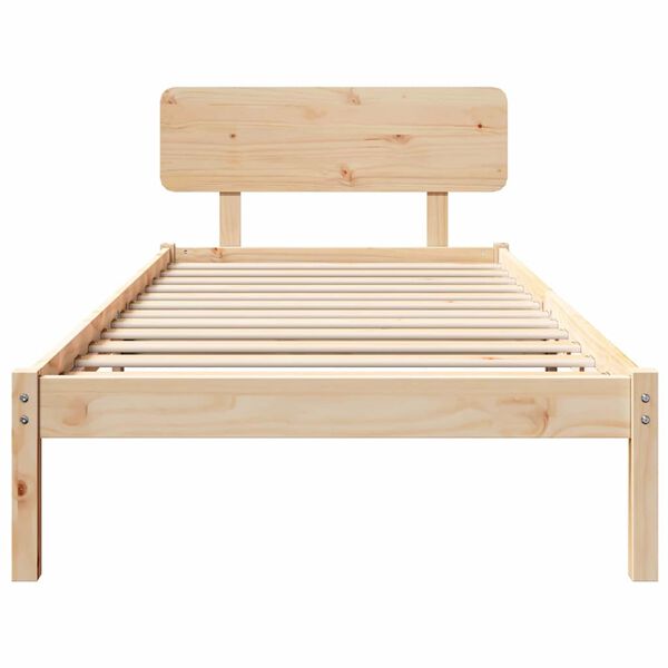 vidaXL Σκελετός Κρεβατιού Φυσικό 75 x 190 cm Μασίφ ξύλο πεύκου
