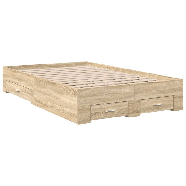 vidaXL Κρεβάτι με συρτάρια σε ανοιχτό δρυ 120x190 εκ. Επεξεργασμένο ξύλο