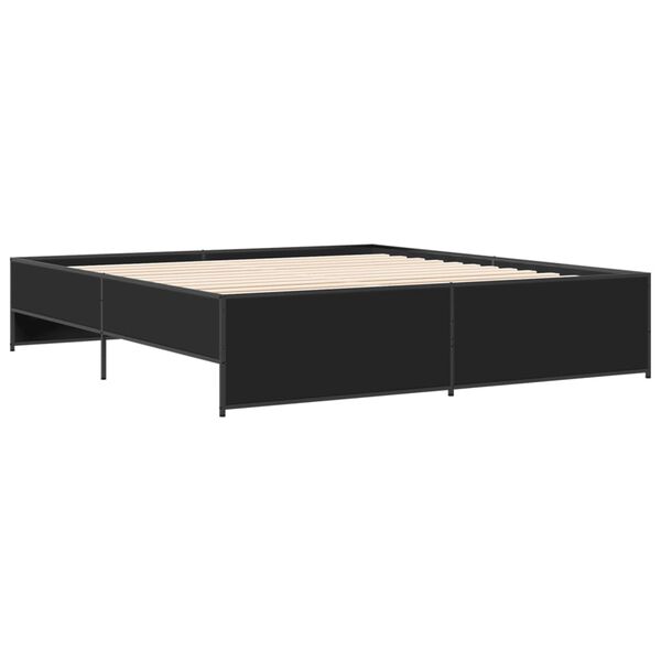 vidaXL Πλαίσιο Κρεβατιού Μαύρο 180 x 200 εκ. Επεξ. Ξύλο & Μέταλλο