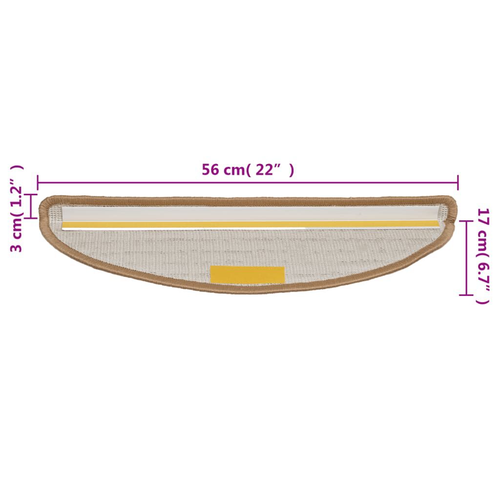 vidaXL Πατάκια Σκάλας 10 τεμ. Μπεζ 56 x 17 x 3 εκ.