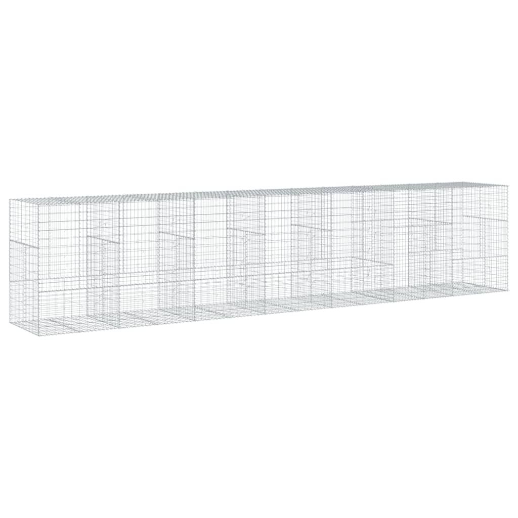 vidaXL Συρματοκιβώτιο με Κάλυμμα 700x100x150εκ από Γαλβανισμένο Χάλυβα