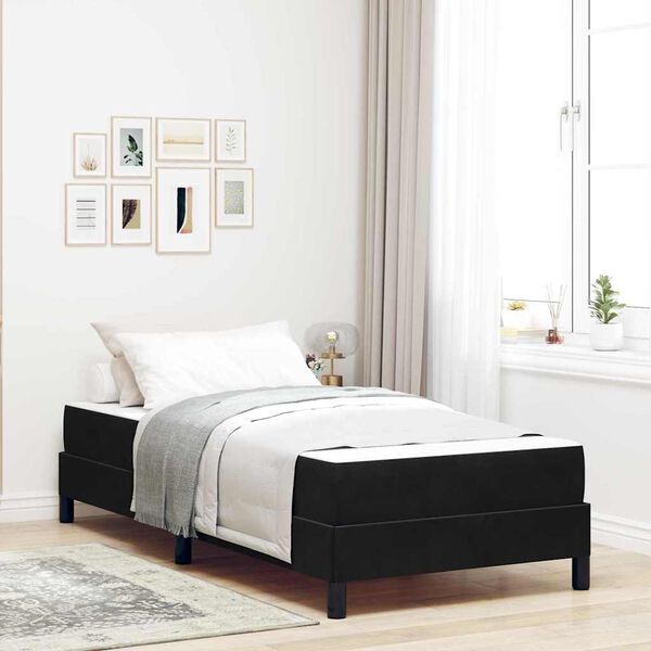 vidaXL Κρεβάτι box spring με στρώμα Μαύρο 90 x 190 cm Βελούδο