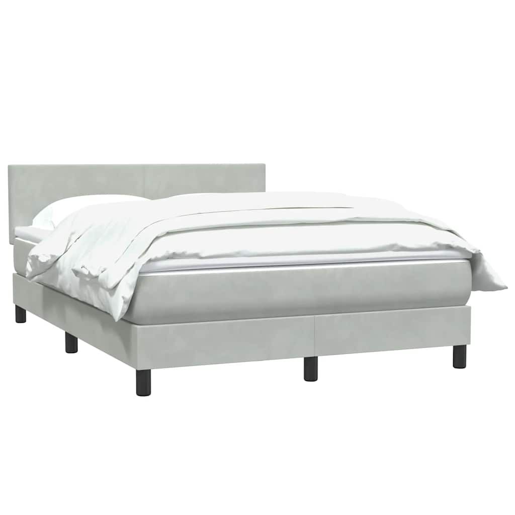 vidaXL Κρεβάτι Boxspring με Στρώμα Ανοιχτό Γκρι 140x210 εκ. Βελούδινο
