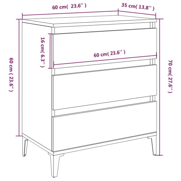 vidaXL Ντουλάπι Μαύρο 60x35x70 εκ. από Επεξεργασμένο Ξύλο