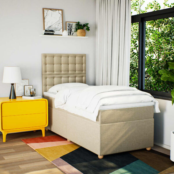 vidaXL &Kappa;&rho;&epsilon;&beta;ά&tau;&iota; Boxspring &mu;&epsilon; &Sigma;&tau;&rho;ώ&mu;&alpha; &Kappa;&rho;&epsilon;&mu; 90x190 &epsilon;&kappa;.&Upsilon;&phi;&alpha;&sigma;&mu;ά&tau;&iota;&nu;&omicron;