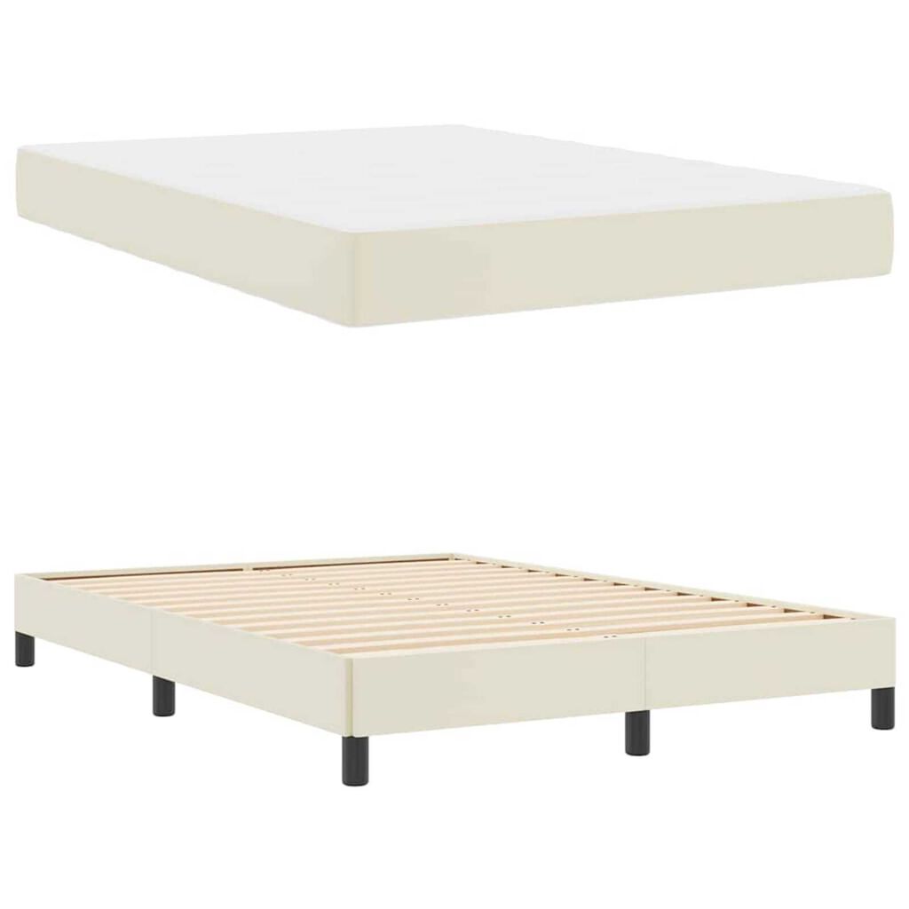 vidaXL Κρεβάτι με στρώμα Κρεμ 140 x 190 cm Τεχνητό δέρμα