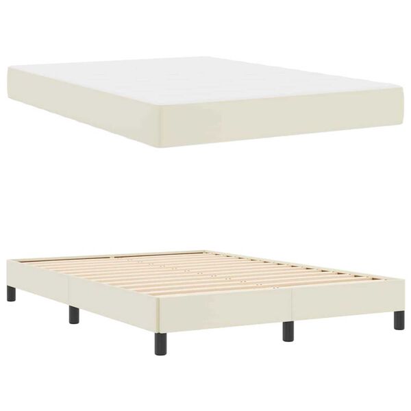 vidaXL Κρεβάτι με στρώμα Κρεμ 140 x 190 cm Τεχνητό δέρμα