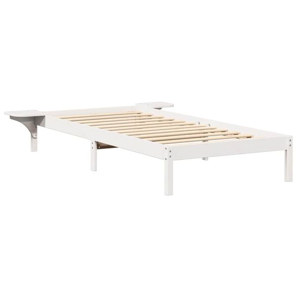 vidaXL Πλαίσιο κρεβατιού με κομοδίνα Λευκό 90 x 200 cm Λευκό