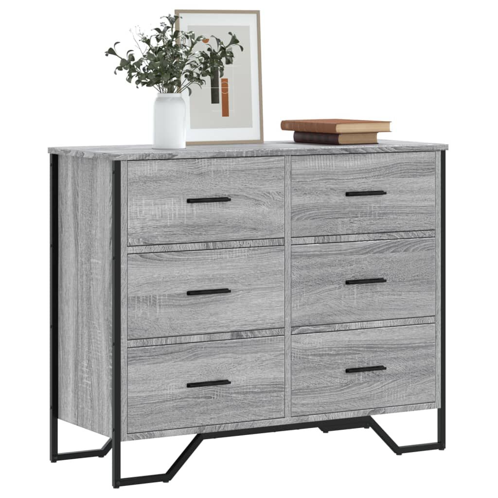 vidaXL Συρταριέρα Γκρι Sonoma 91x35,5x74,5 εκ. από Επεξεργ. Ξύλο