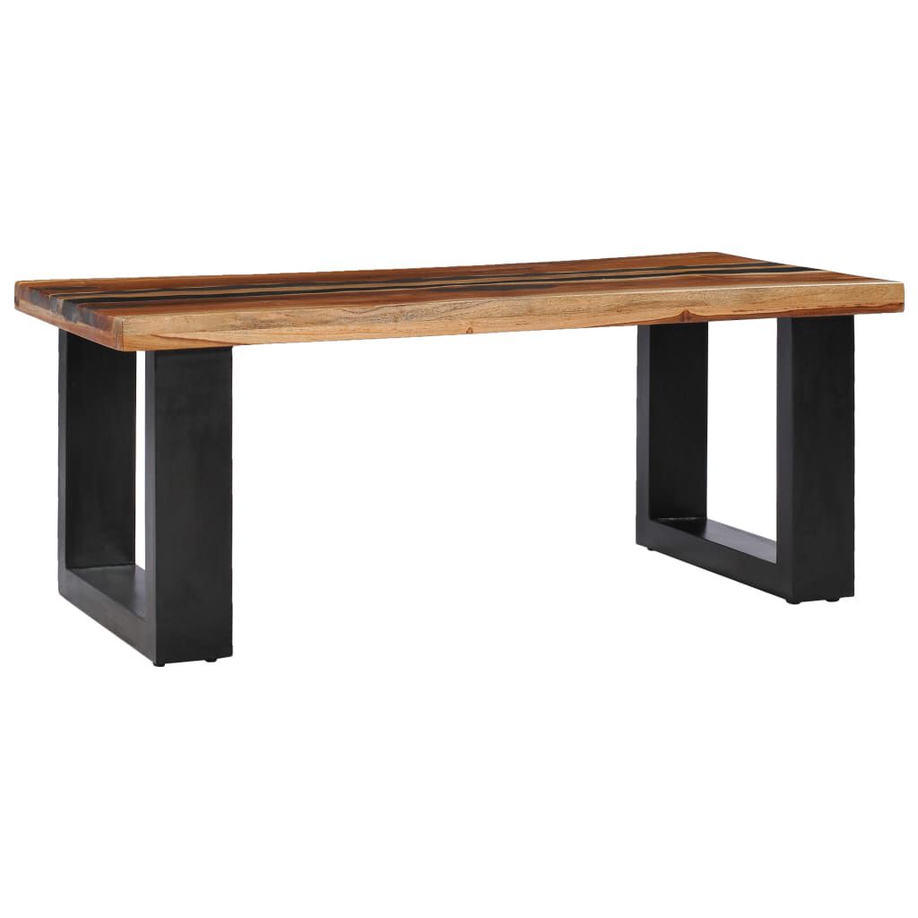 vidaXL Τραπέζι Σαλονιού 100x50x40 εκ. Μασίφ Ξύλο Teak/Ηφαιστ. Πέτρωμα