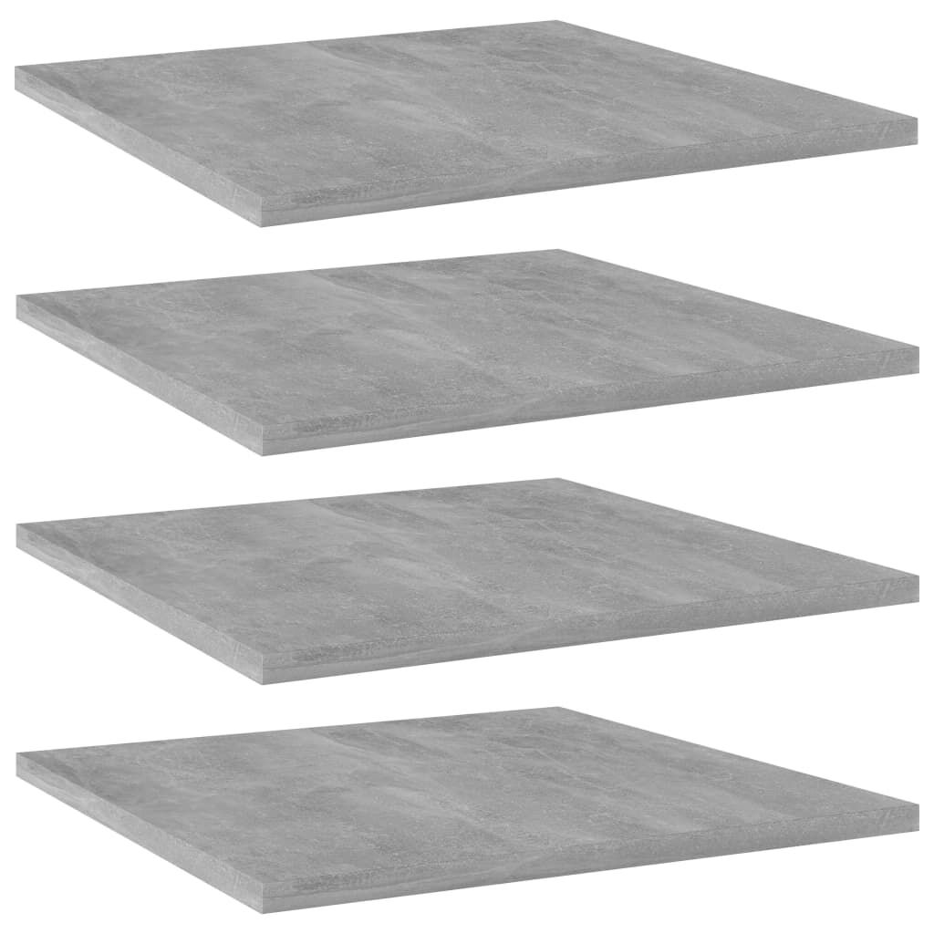 vidaXL Ράφια Βιβλιοθήκης 4 τεμ. Γκρι Σκυροδ. 40x40x1,5 εκ. Επεξ.Ξύλο