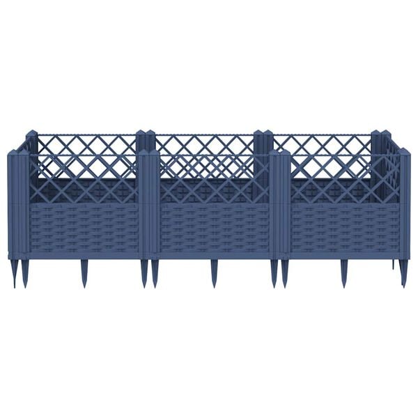 vidaXL Ζαρντινιέρα με Πασσάλους Μπλε Γκρι 123,5x43,5x43,5εκ. Πολυπροπυλένιο