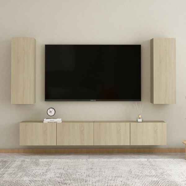 vidaXL Έπιπλο Τηλεόρασης 2 τεμ. Sonoma Δρυς 30,5x30x90 εκ. Επεξ. Ξύλο
