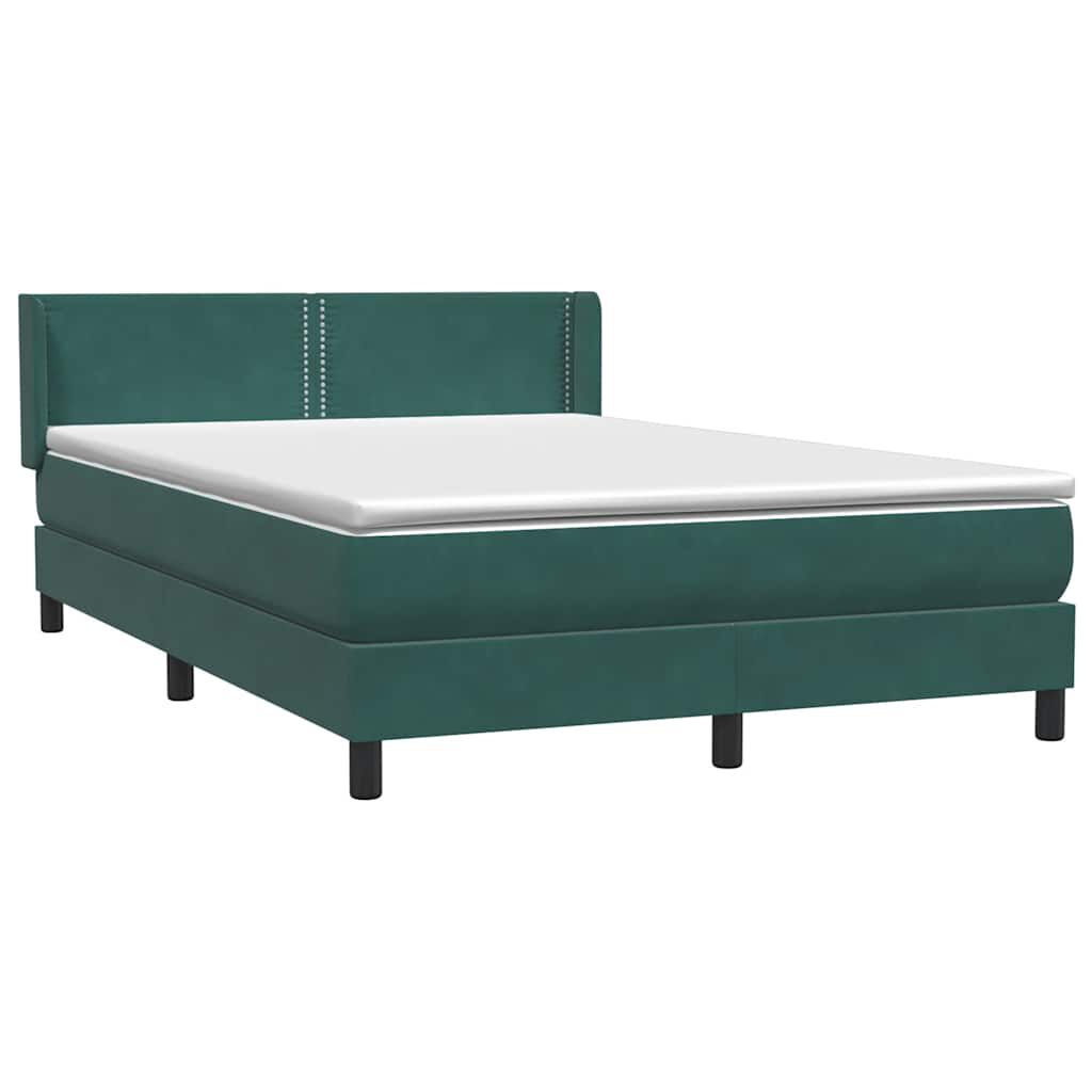 vidaXL Box Spring Κρεβάτι με στρώμα Σκούρο πράσινο 140x220cm Βελούδινο