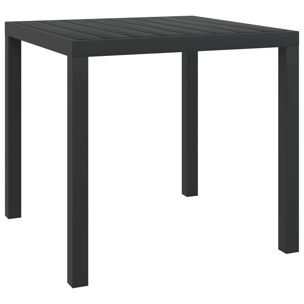 vidaXL Τραπέζι Κήπου Μαύρο 80 x 80 x 74 εκ. από Αλουμίνιο / WPC
