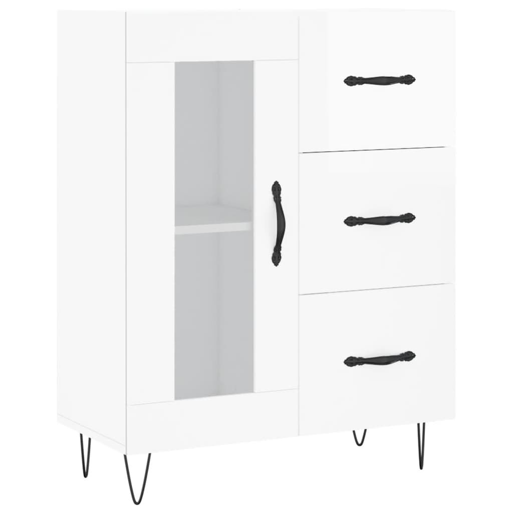vidaXL Ντουλάπι Γυαλιστερό Λευκό 69,5x34x180 εκ. Επεξεργασμένο Ξύλο