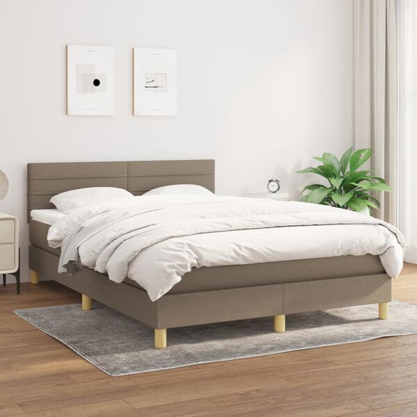 vidaXL &Kappa;&rho;&epsilon;&beta;ά&tau;&iota; Boxspring &mu;&epsilon; &Sigma;&tau;&rho;ώ&mu;&alpha; Taupe 140x200 &epsilon;&kappa;. &Upsilon;&phi;&alpha;&sigma;&mu;ά&tau;&iota;&nu;&omicron;