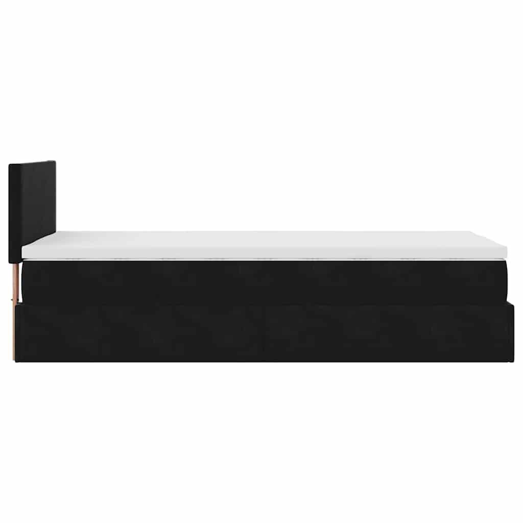 vidaXL Οθωμανικό κρεβάτι με στρώμα & LEDs Μαύρο 90x190cm Velvet