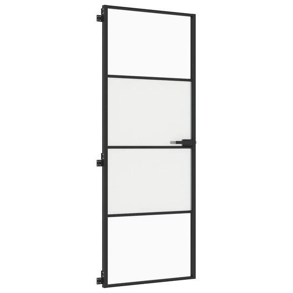 vidaXL Εσωτερική Πόρτα Μαύρη 76x201,5 εκ. Ψημένο Γυαλί και Αλουμίνιο