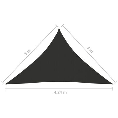vidaXL Πανί Σκίασης Τρίγωνο Ανθρακί 3 x 3 x 4,24 μ. από Ύφασμα Oxford