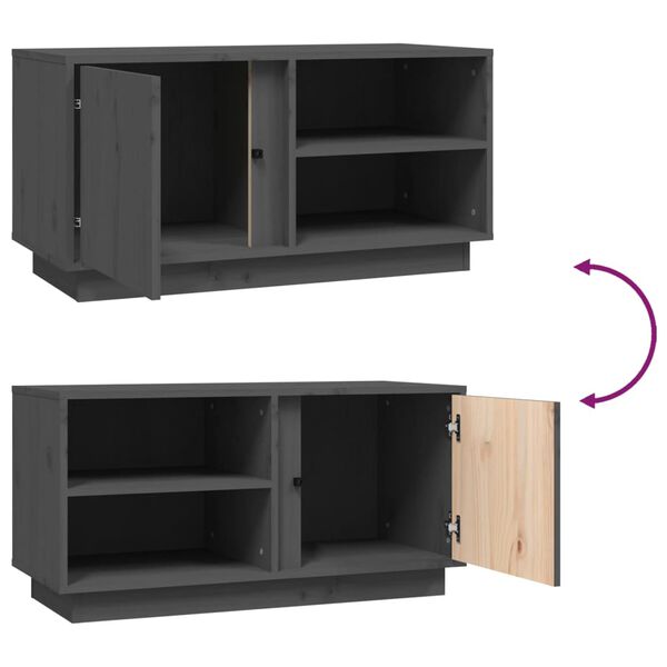 vidaXL Έπιπλο Τηλεόρασης Γκρι 80x35x40,5 εκ. από Μασίφ Ξύλο Πεύκου