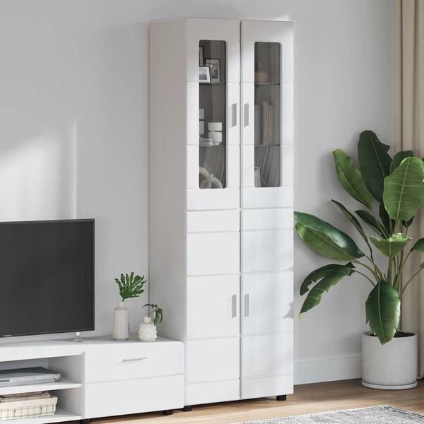 vidaXL Highboard FLORIN &Upsilon;&psi;&eta;&lambda;ή&sigmaf; &gamma;&upsilon;&alpha;&lambda;ά&delta;&alpha;&sigmaf; &lambda;&epsilon;&upsilon;&kappa;ό 60 x 35 x 182 &epsilon;&kappa;.