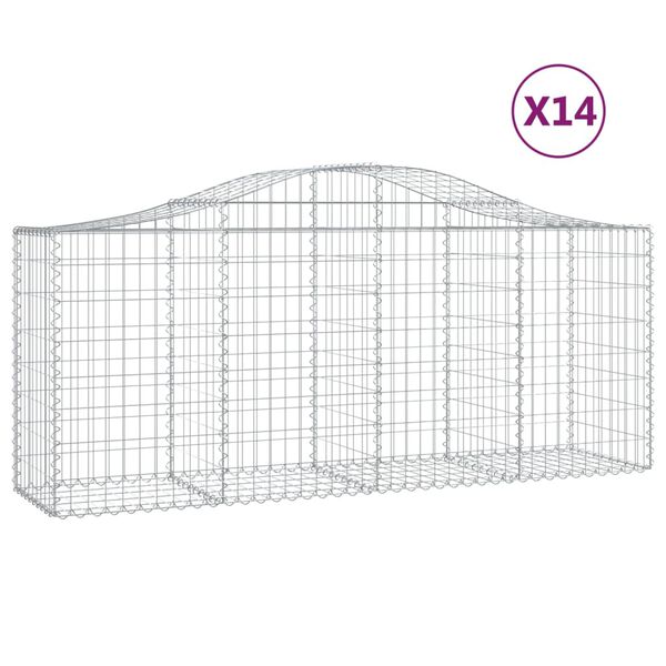 vidaXL Συρματοκιβώτια Τοξωτά 14 τεμ. 200x50x80/100 εκ. Γαλβαν. Ατσάλι