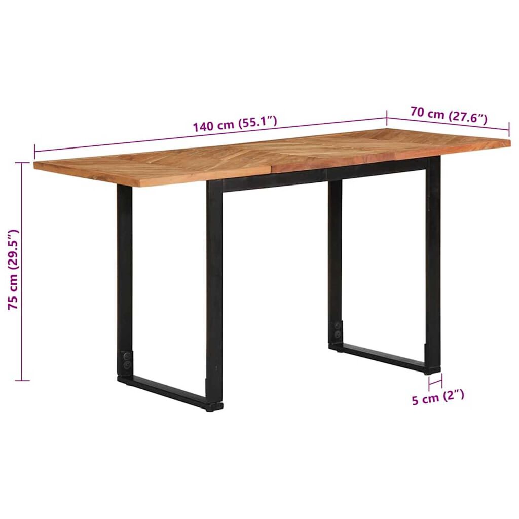 vidaXL Τραπεζαρία 140 x 70 x 75 εκ. από Μασίφ Ξύλο Ακακίας