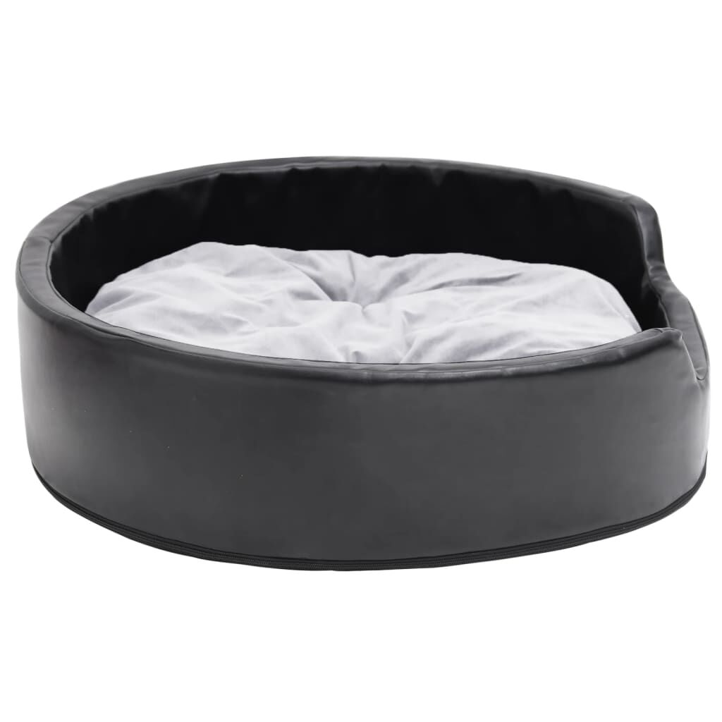 vidaXL Κρεβάτι Σκύλου Μαύρο/Γκρι 79 x 70 x 19 εκ. Βελουτέ/Συνθ. Δέρμα